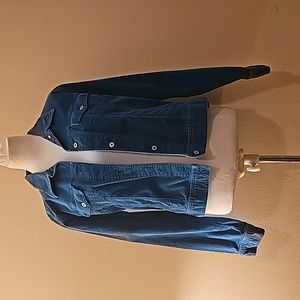 Teal Turqoiuse Size Large Karen Kane Velvet Corderoy Button-Up Jean Jacket